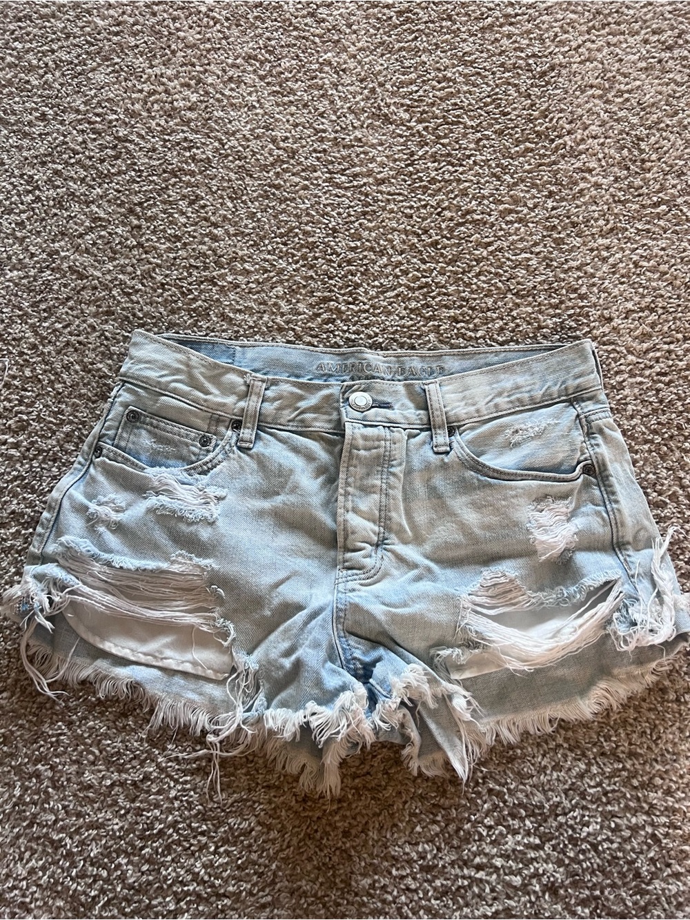 American Eagle Outfitters Light Wash Distressed Denim Shorts